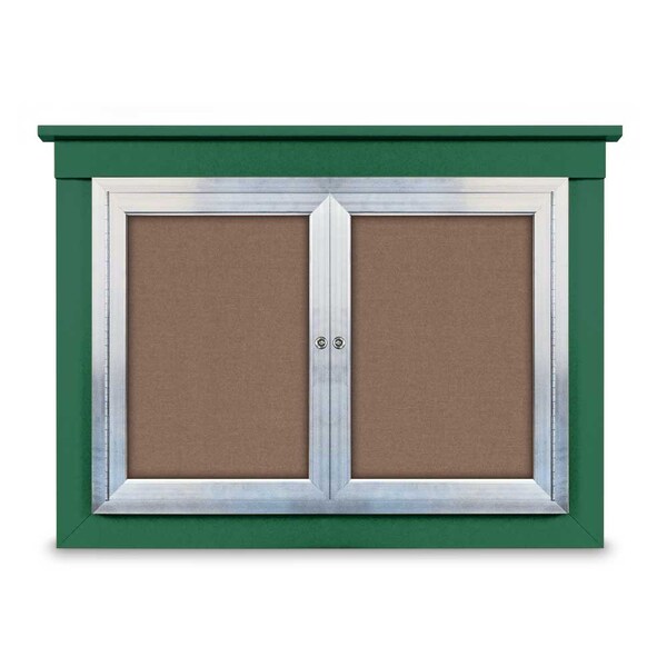48"x36" 2-Door Enclosed Outdoor Letterboard, Hdr, Black Felt/Bronze